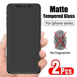 2Pcs No Fingerprint Screen Protectors for iPhone 11 12 13 Pro Max Mini Matte Tempered Glass for iPhone 7 8 6 Plus XR X XS Max