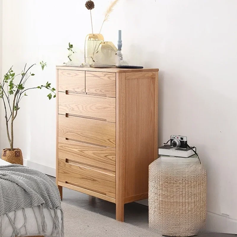 Nordic solid wood 2 + 4 six-chest cabinet modern simple bedroom storage, storage cabinet small apartment living room