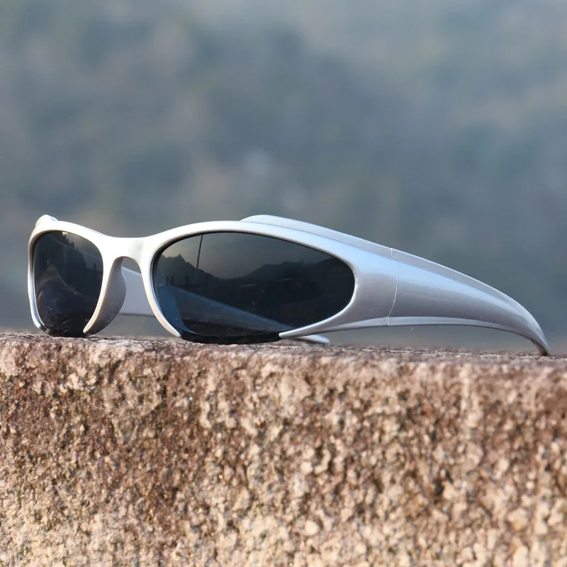 New Y2K Sunglasses For Women Men Luxury Brand Designer Wrap Around Sun Glasses Steampunk Colorful Mirror Cycling Eyeglasses