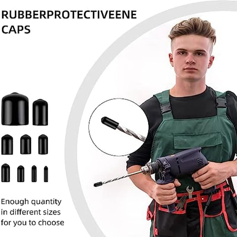 160Pcs Assorted Size Rubber End Caps, Flexible Screw Thread Protector Caps Round Vinyl Bolt Screw Cover Caps in 9 Size ZJY