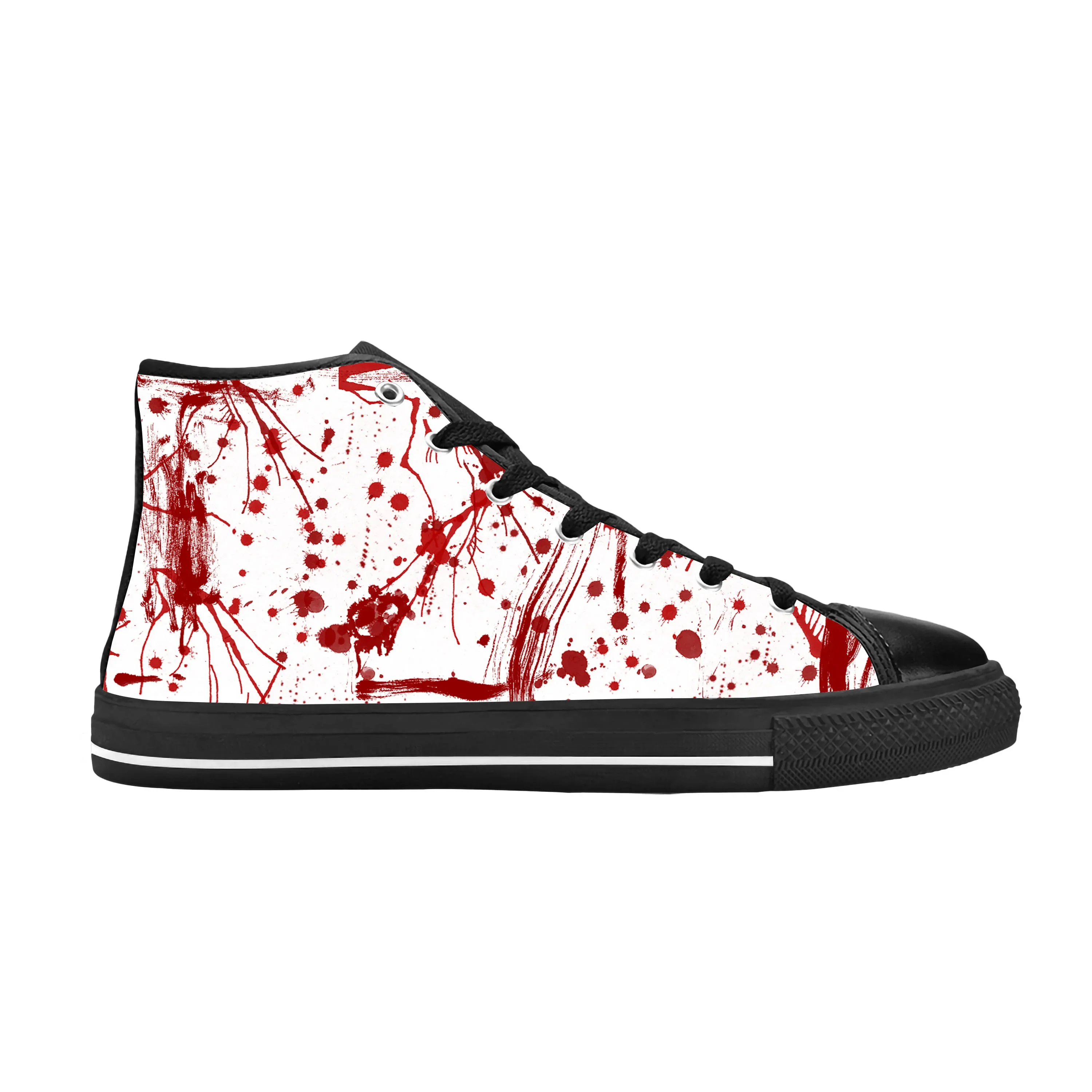 Bloed Bloederig Patroon Horror Halloween Goth Gothic Casual Stoffen Schoenen Hoge Top Comfortabele Ademende 3d Print Dames Sneakers