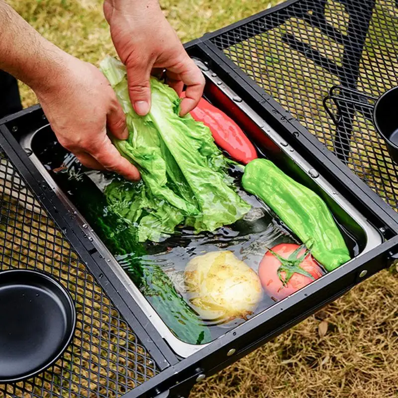 

Camping Sink Stainless Steel Outdoor Kitchen Sink Washing Up Bowl Multipurpose Dish Tub With Drain Plug For For Camping Picnic