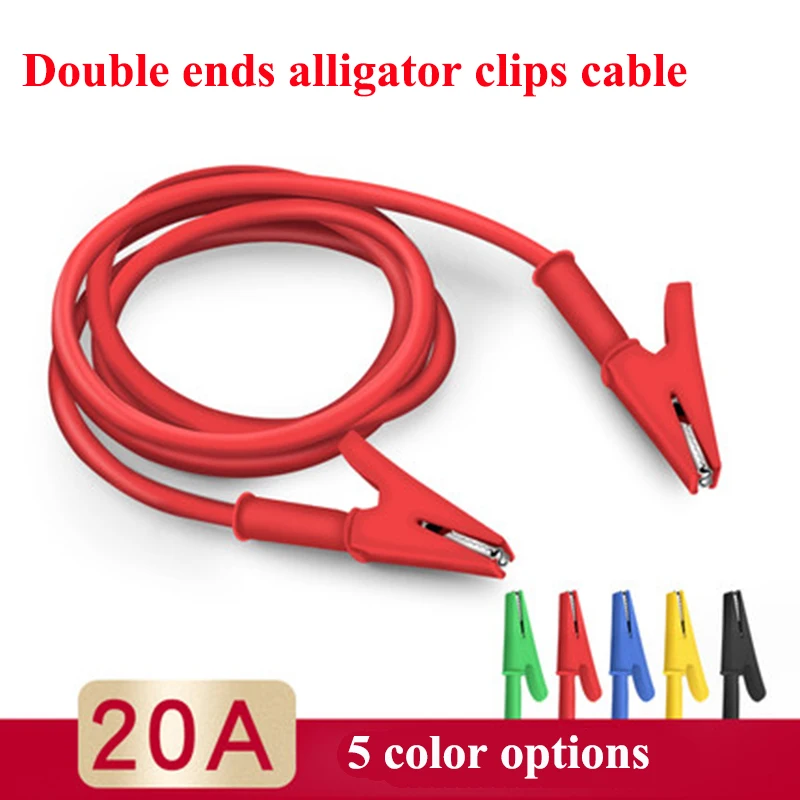 

20A Test Cable Conductor Connection Cable Double-ended A-A clip Cable Banana Plug Alligator Clip High Voltage Test Cable 1m 2m