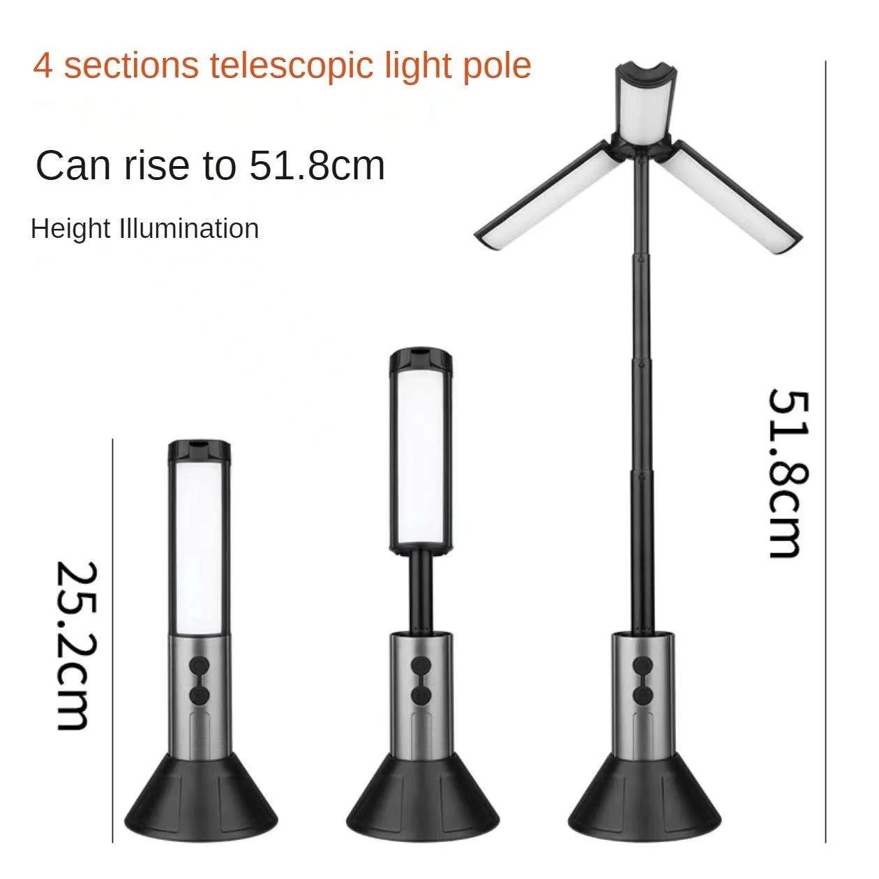 Folding and retractable 5W LED rechargeable multi-function camping light, waterproof and portable, suitable for outdoor travel