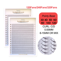 Lashprofessor Premade Volume Fans 8D 10D 12D 320fans Pointy Base Thin Sharp Stem Eyelash Extension Faux Mink Premade Cilia