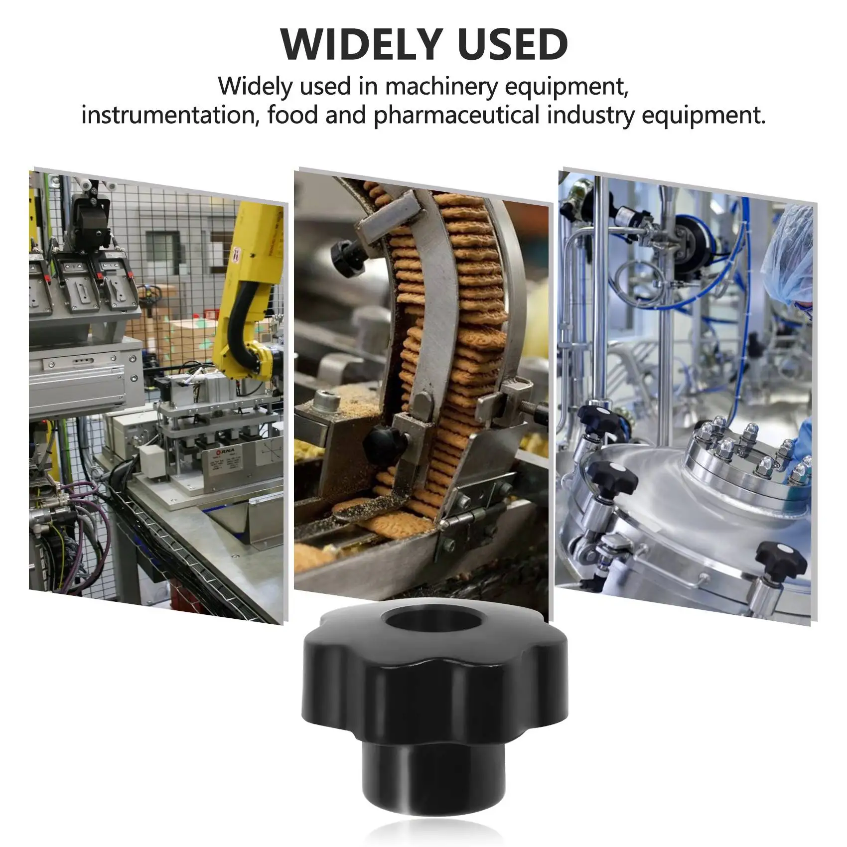 Impugnatura della manopola di bloccaggio della testa a stella in plastica nera con filettatura di diametro M10 da 10mm