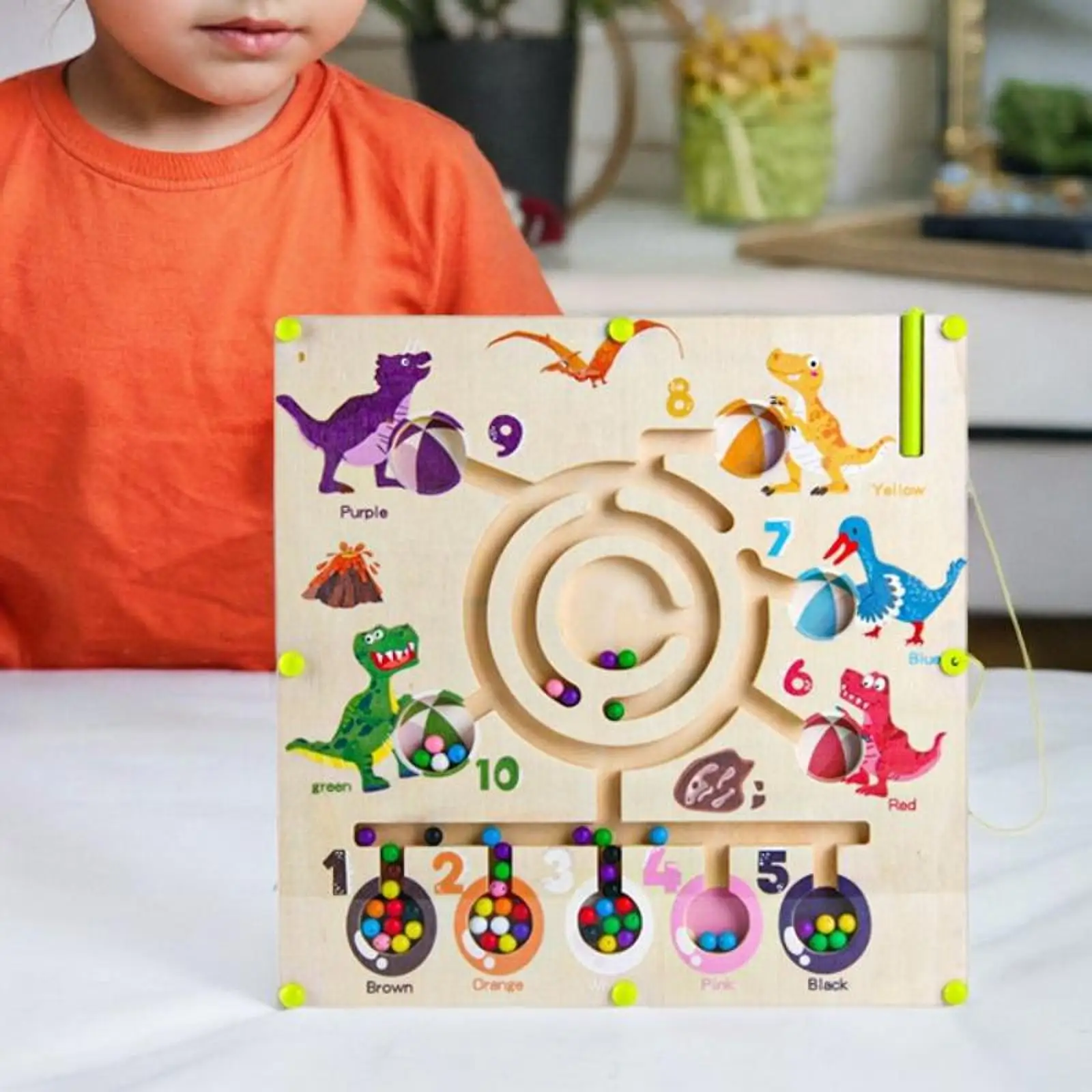 

Wooden Dinosaur Maze Puzzle Color Sorting Game for Family Game Kids