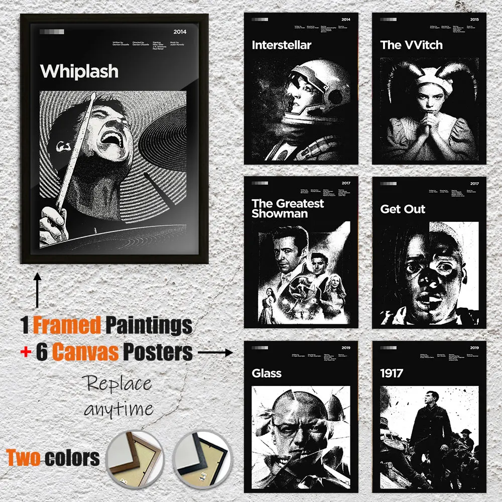 

Framed Painting Polished Plexiglass, Buy 1 Get 6 Free, 8*12, 12*16in Vintage Black White Canvas Poster Wall Art for Home Decor