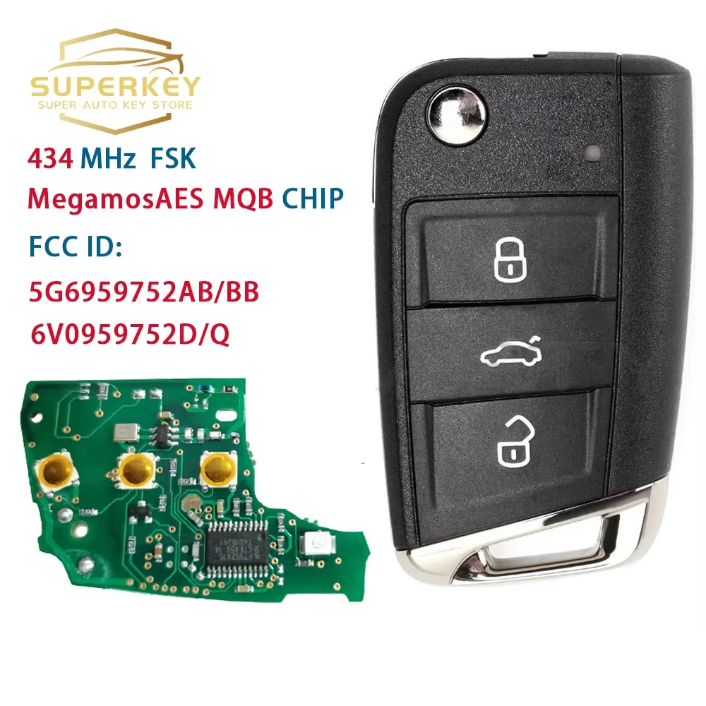 

СУПЕРКИЙ удаленный автомобильный ключ Megamos AES MQB чип для 2012-2015 VW Golf Mk7 Polo Tiguan Skoda Octavia Leon 5G 6959752 АБ ББ 6В 0959752 Д