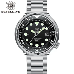 STEELDIVE Official SD1975 Fashion Tuna Watch Automatic Dive Stainless Steel 300m Water Resistant Ceramic Bezel Sport Wristwatch