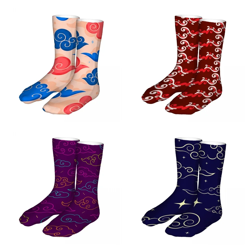 Chinese Clouds Pattern Mens Womens Funny Crew Socks Cool 3D Printed Design Socks Fashion Comfortable Basketball Socks