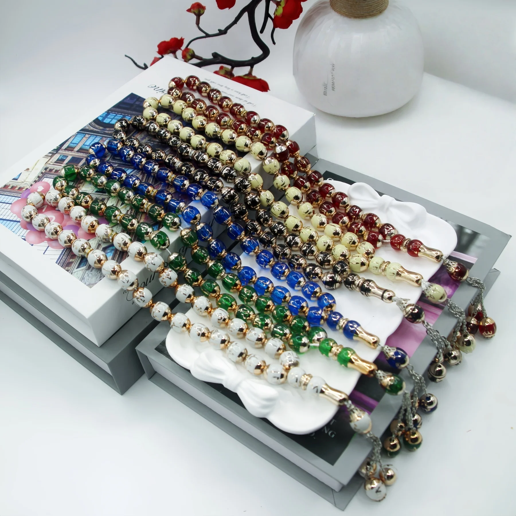 12mm 33 Beads Muslim Prayer Beads Unisex Muslim Prayer Beads Words Rosary Worship Supplies Accessory Religious Rosary Decor