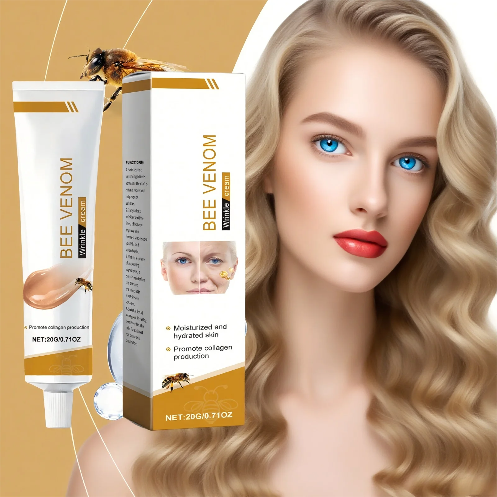 

Bee Venom Wrinkle Removal Cream Moisturizing Facial Lifting Anti Sagging Improvement Tighten Skin Repair Care Bee Venom Cream
