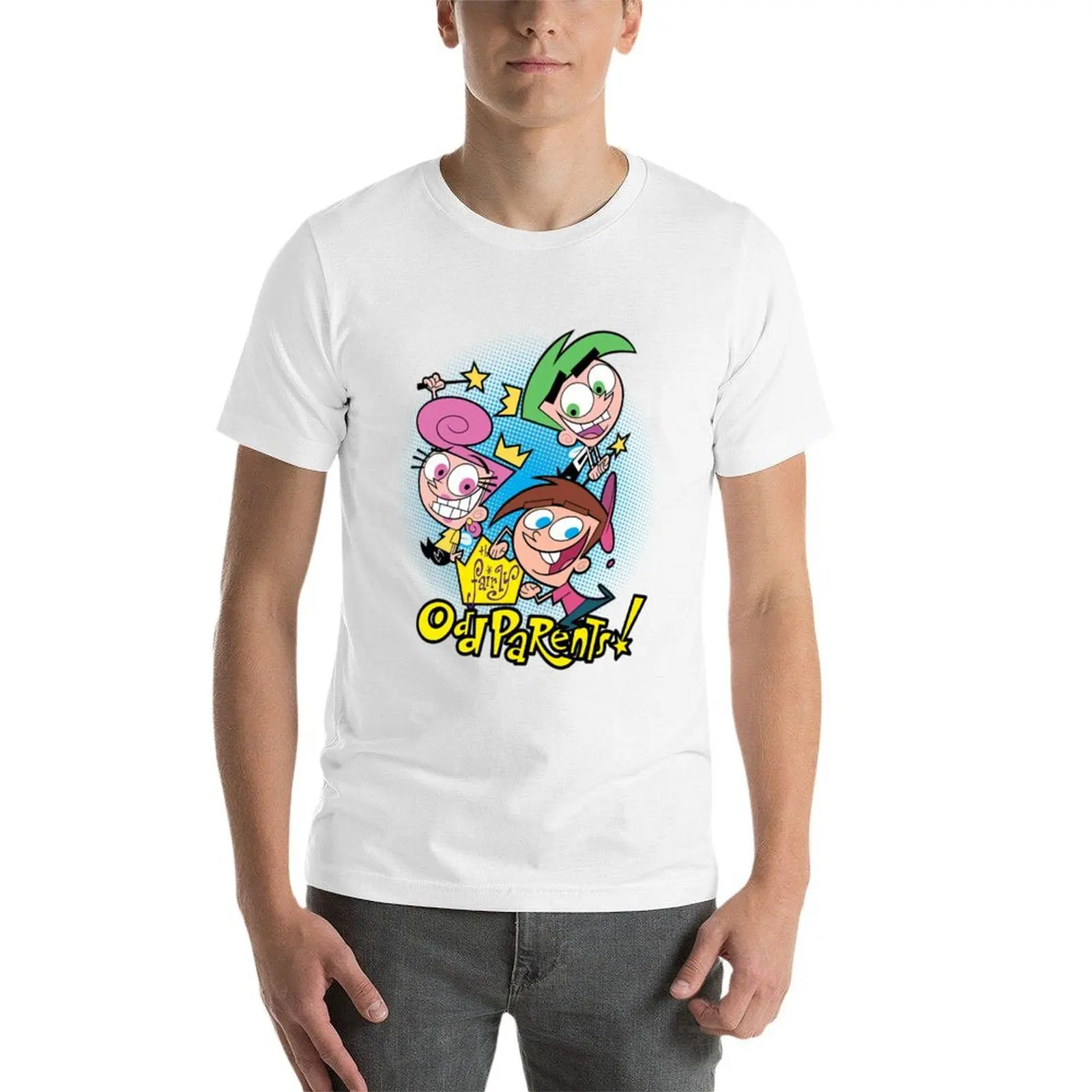 تي شيرت The Fairly OddParents Timmy Cosmo and Wanda تي شيرت مطبوع للرجال تي شيرت مضحك تي شيرت قطني #3