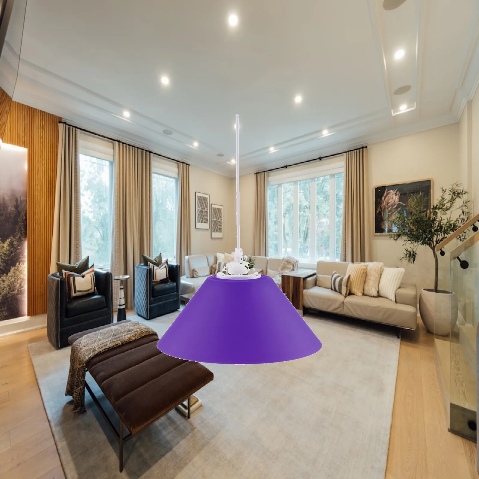 Universal PVC Lamp Shade Cone Hanging Light Shade for Bedroom Dining Room Ceiling E