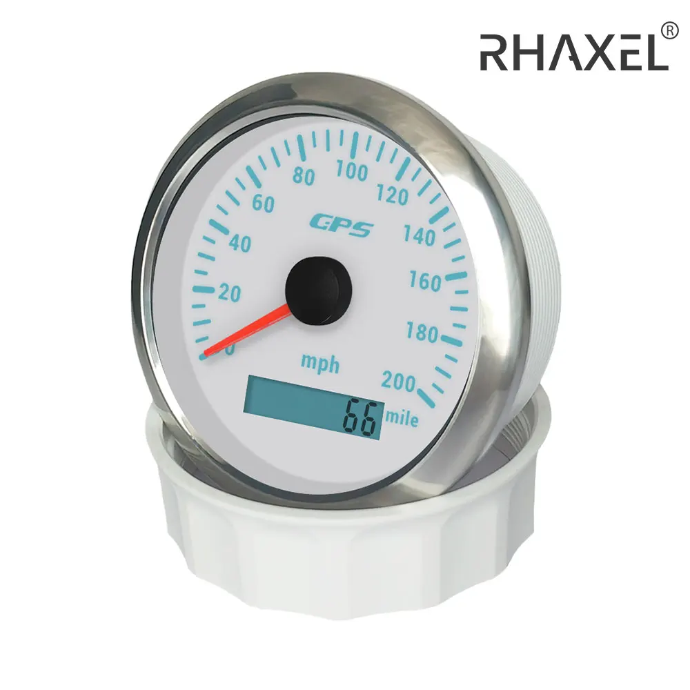 

RHAXEL 85 мм GPS-спидометр 0-120 км/ч 0-200 км/ч 0-80MPH 0-160 миль в час с 7-цветной подсветкой для лодки, грузовика, автомобиля, универсальный