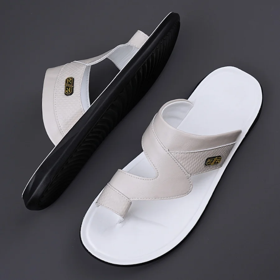 Men's Slide Sandals with Breathable Upper and Lightweight Sole for Summer Casual Wear, Comfort-Focused Design with Stitched Deta