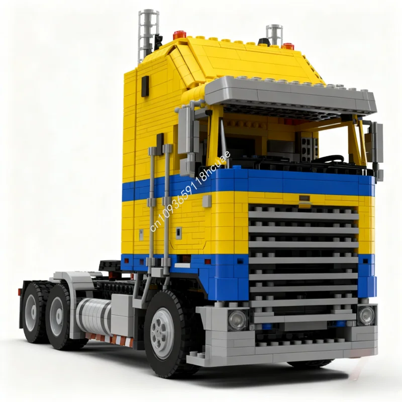 2846pcs MOC Kenworth K100 6X4 semi truck geel Technische Model bouwstenen Modulaire DIY Monteren Speelgoed Kinderen kerstcadeaus