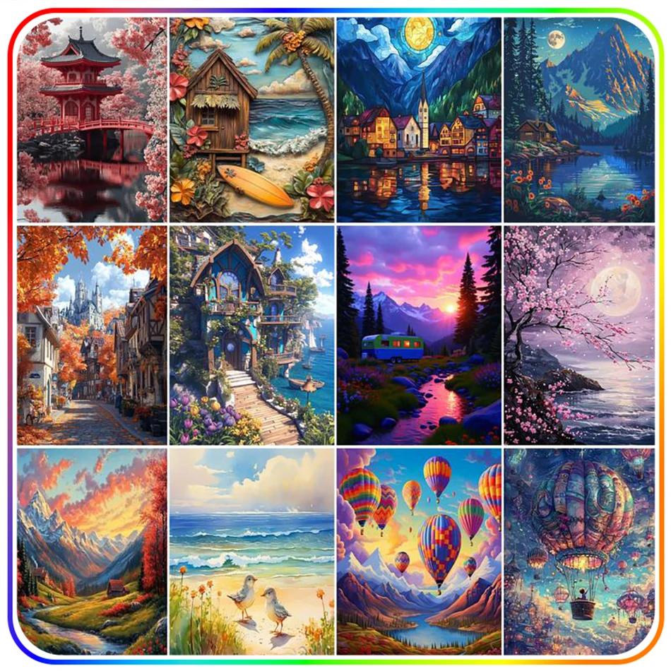 

SDOYUNO Diamond Painting Diamond Art Accessories Landscape Scenery Full Square Round Drill 5D Diamond Mosaic Paintings Set Kits
