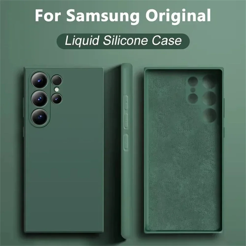Hochwertige Fallpräventionshülle für Samsung S25 S24 S23 S22 S21 Ultra S20 S21 S23 S24 FE Flüssige gerade Kante Silikonhülle