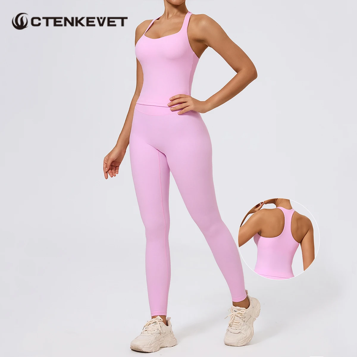 

Ctenkevet Two-Piece Women's Sports Set Quick-Dry Vest Yoga Clothes Female Gym Shockproof Sports Top Suits Sport Outfit For Woman