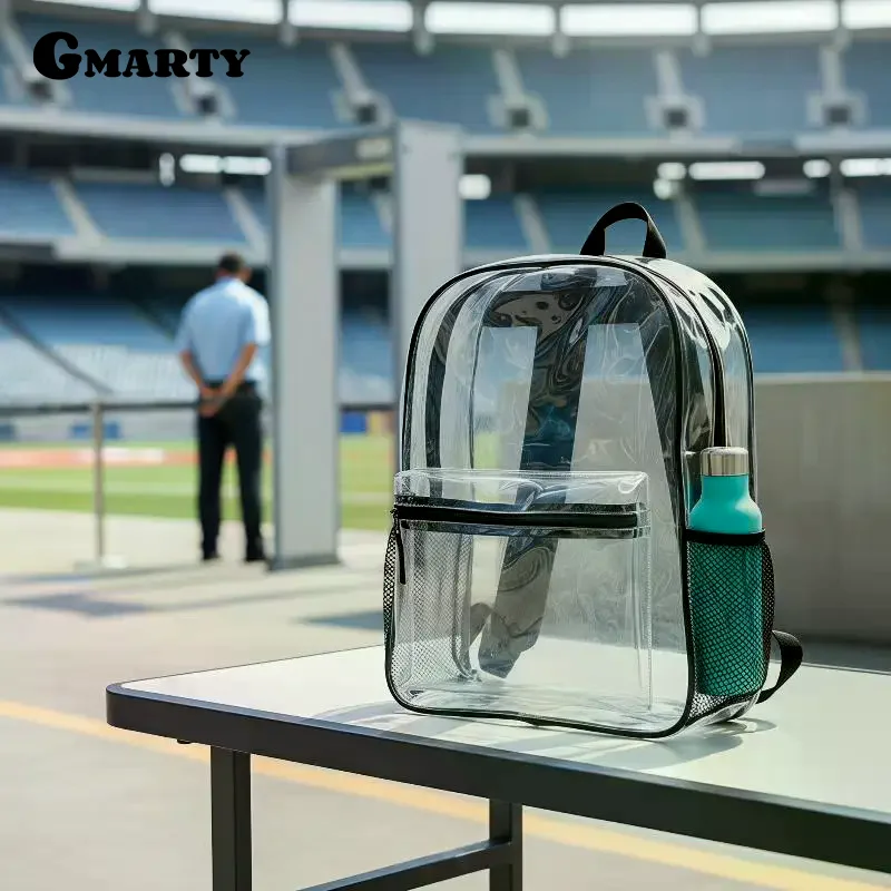 1Pcs Waterproof PVC Transparent Backpacks Adjustable Straps Durable Dual Zippers For Baseball Stadium Lightweight Clear Backpack