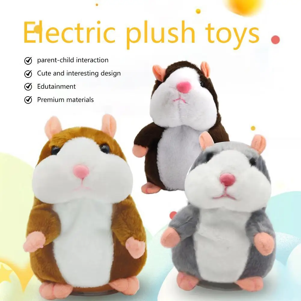 Elektryczny pluszowy chomik, urocza mówiąca lalka chomika, imitująca Twoją głos i kiwająca głową, do uspokajania i towarzyszenia dzieciom, prezent.