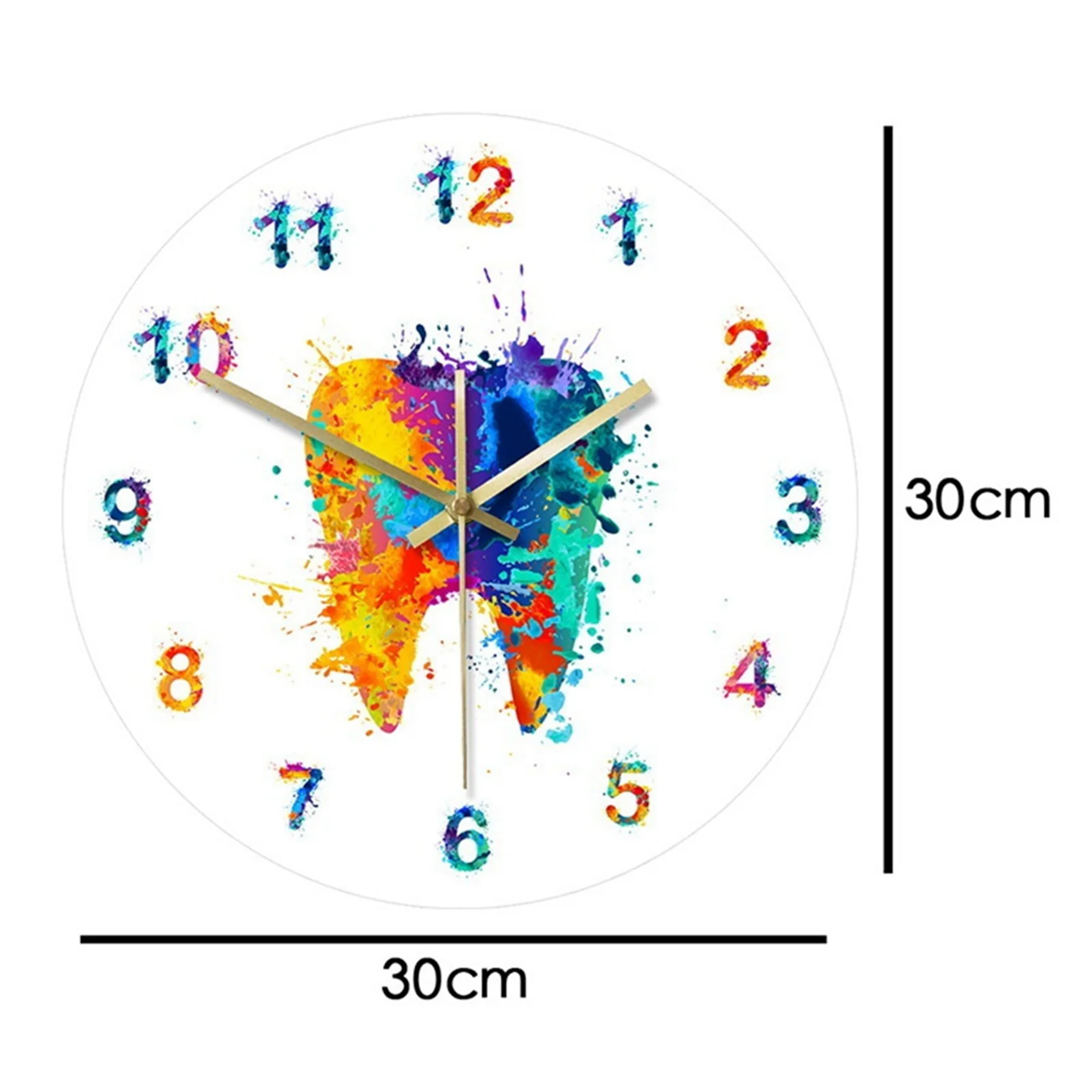 AB46-2X Watercolour Tooth Painting Print Wall Clock  Clinic Wall Art Non Ticking Wall Watch Orthodontist Dentist