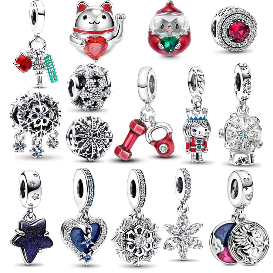 Festive Nutcracker & Celestial Galaxy Star Murano Dangle Charm Bead Fit Original Silver 925 Women Bracelet DIY Fashion Jewelry