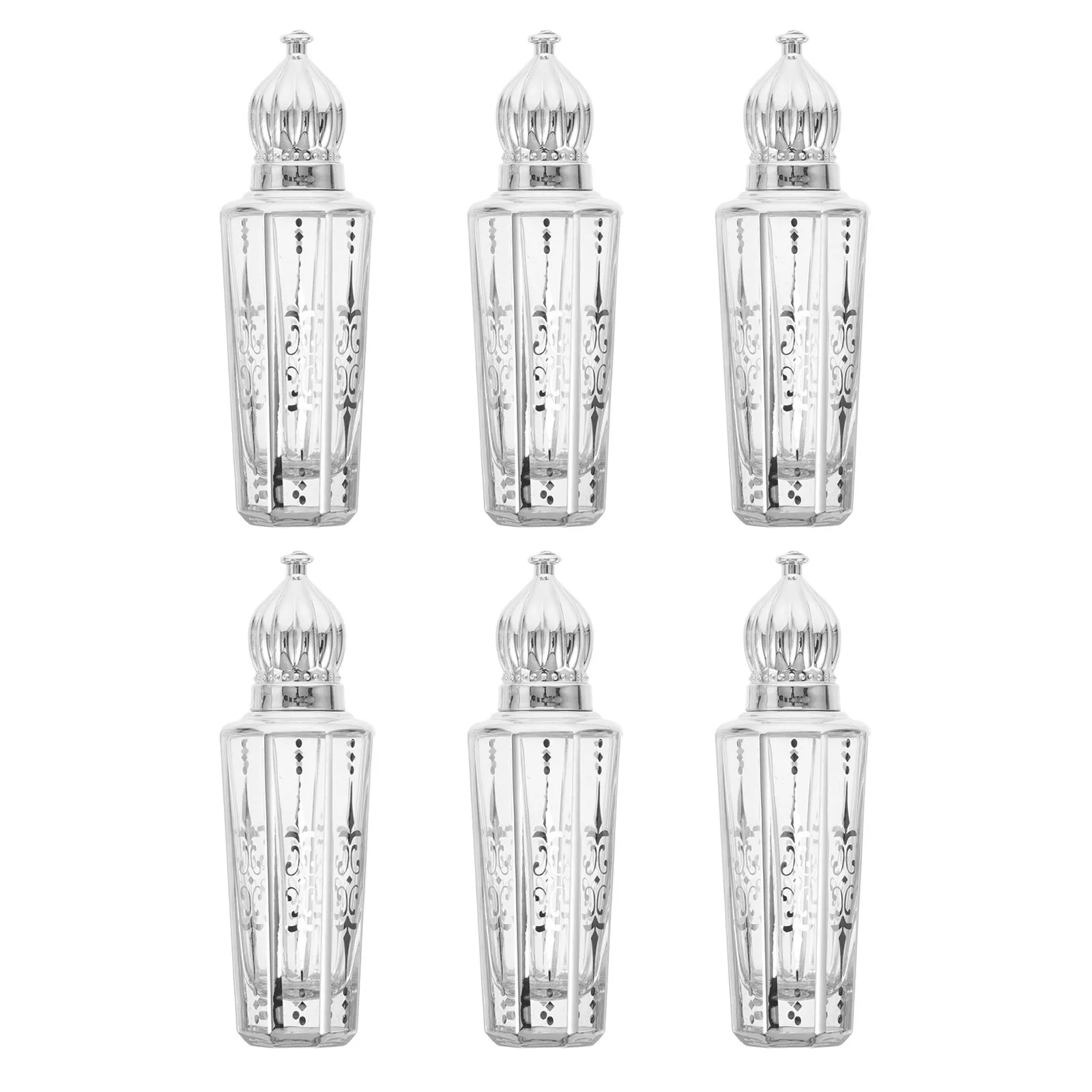 6Pcs Glass 15Ml Perfume Roller Bottles Silver Roll on Refillable Essential Oil Containers Travel Aromatherapy Roll on Bottles