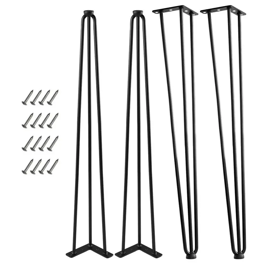 

Дюймовые ножки-шпильки для мебели, набор из 4 шт., сверхмощные 3-стержневые металлические ножки стола с 3 8 черными однотонными железами, ножки-шпильки своими руками для пары