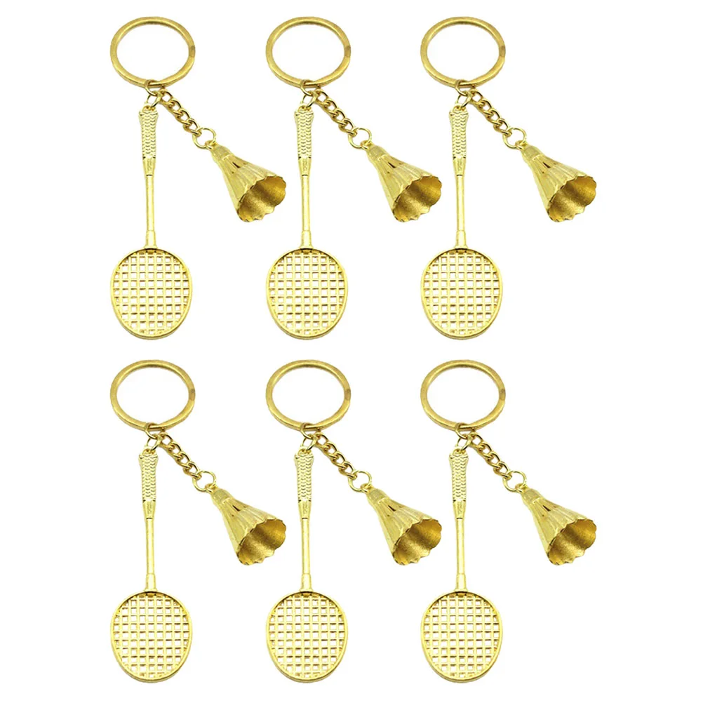 

6 Pcs Badminton Keychain Gift for Girls Car Tennis Ring Decoration Stylish Sports Pendant Keyrings Zinc Alloy Ball Keychains