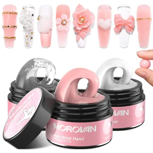 Imagen 1 del producto Gel de uñas Solid Builder-1/3 colores Gel duro de construcción sólido no pegajoso para uñas Gel de extensión de uñas de larga duración de modelado sólido 3D