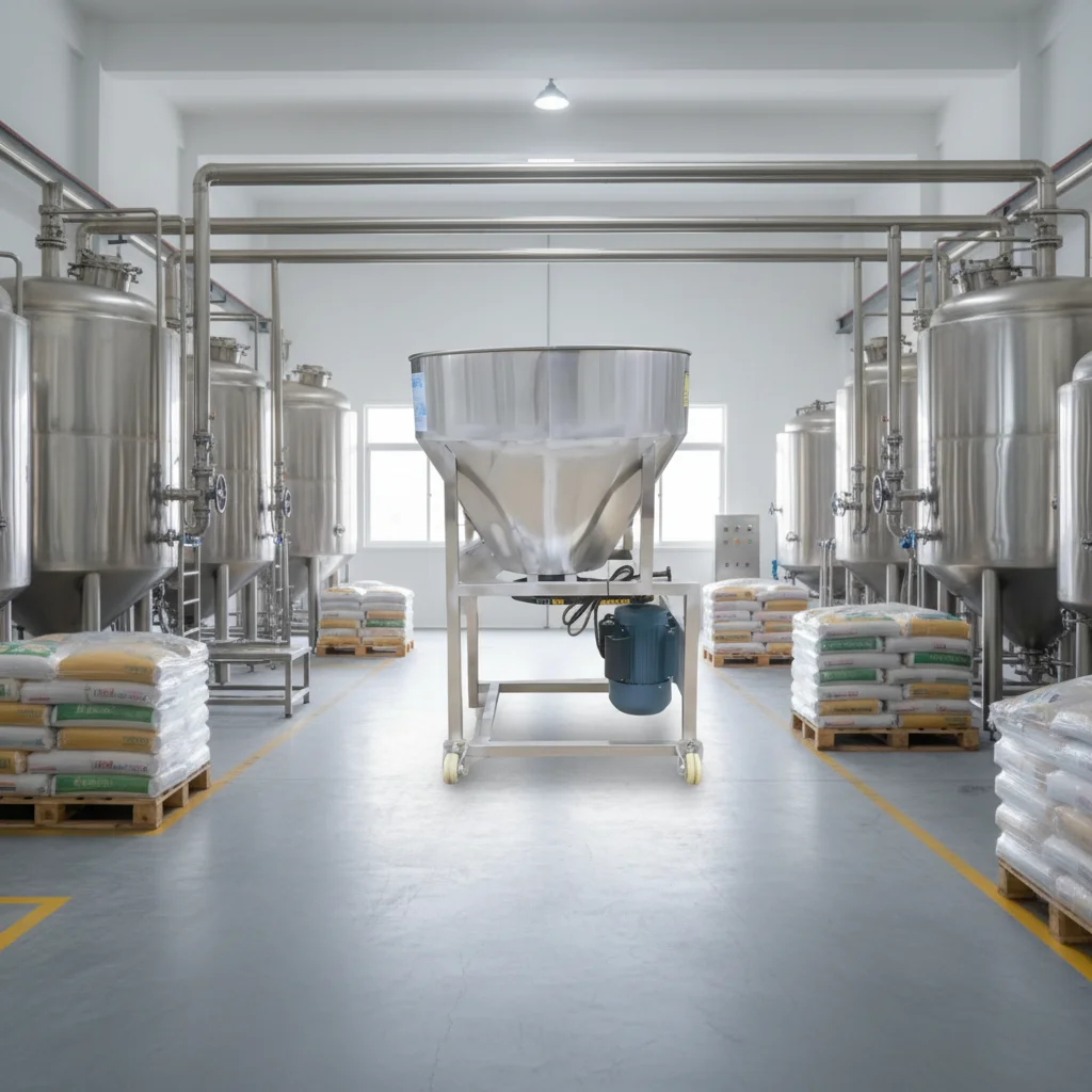 3KW all stainless steel automatic AC motor vertical powder mixer for chemical and food processing