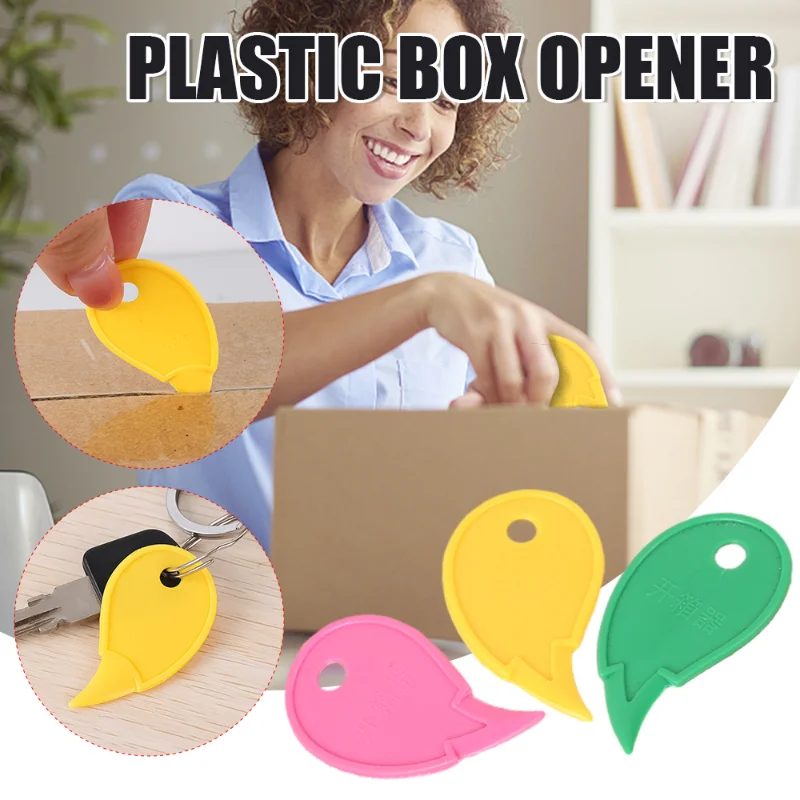 Portable Plastic Letter Opener Cutting Supplies Box Opener Keychain Slicer Unpacking Knife Mini Safety Package Cutter Tool