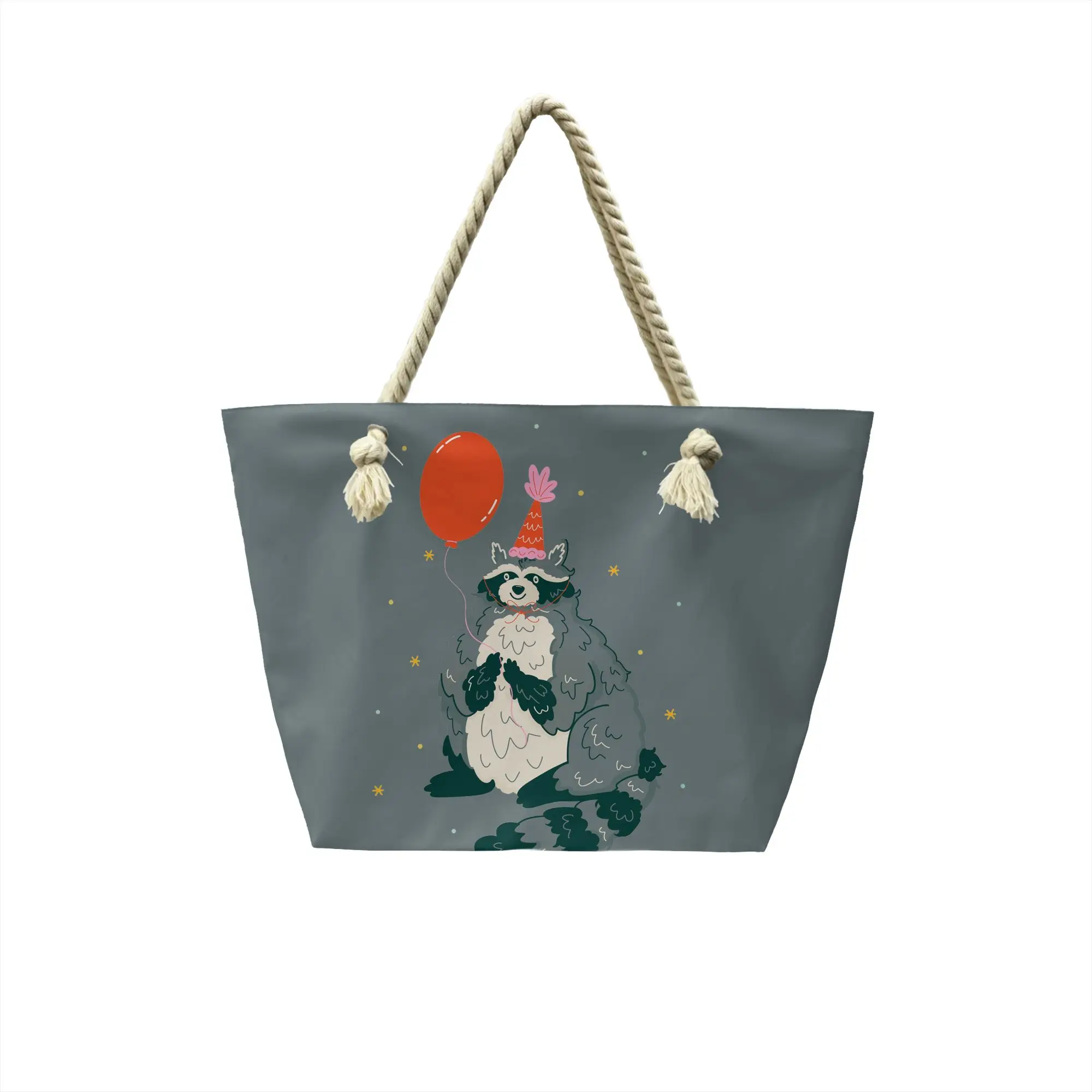 Jimothy Raccoon Grocery Shopping Bag Cute Printed Canvas Shopper Tote Shoulder Bag Large Capacity Portable Funny Animal Handbag
