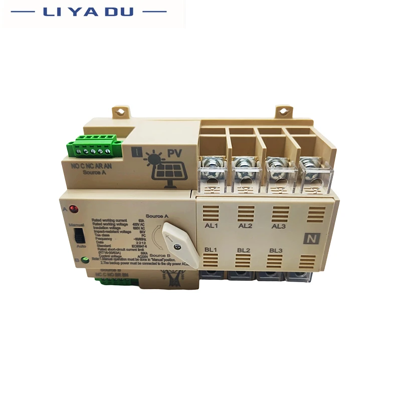 Imagem -03 - Mini Interruptor de Transferência Automática das Energias Solares na Rede Trilho do Ruído Ats Ats Sistema do Picovolt Poder ao Poder da Cidade Ac220v 2p 3p 4p