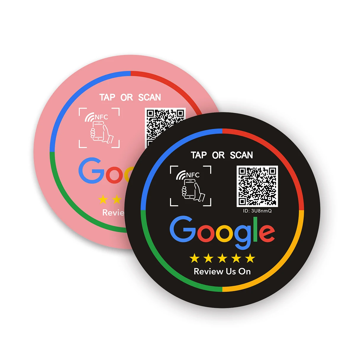 NFC Acrylic Stickers Signage Tap QR Code Compatible Google Review Card Social Business NFC13.56Mhz Waterproof NFC Review Card