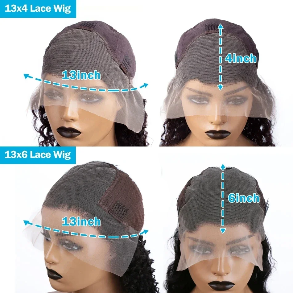 Dixtefo 16-36 Inch Deep Wave 13x4 Transparent Lace Front Wig Curly 13x6 Lace Frontal Human Hair Wigs For Black Women