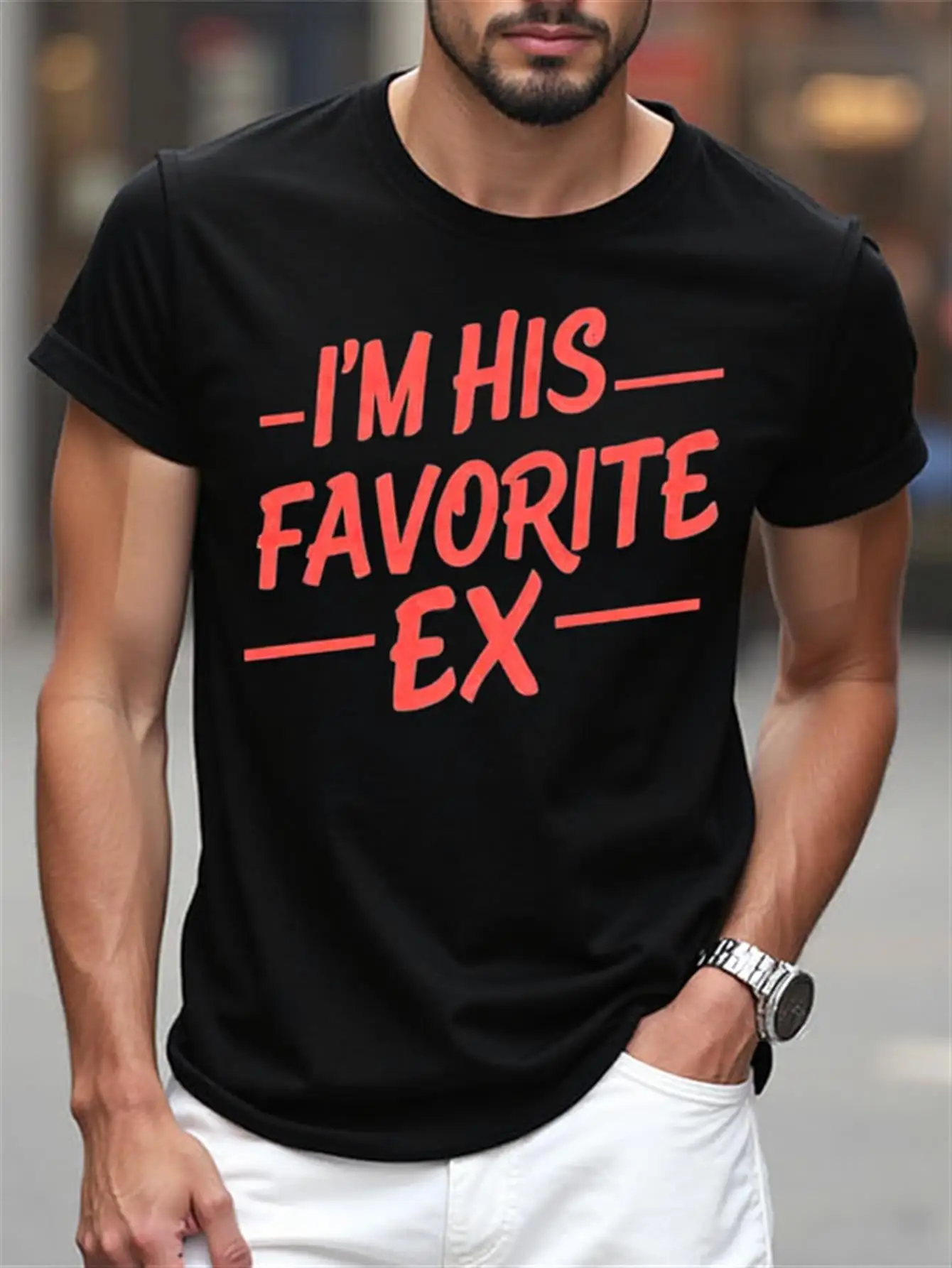 

Men's Graphic T-Shirt with the Text, "He Loves Me Most, Red Text, Soft and Breathable, Pure Cotton T-Shirt, Suitable for Everyday and Formal Wear, Easy to Care For, Crew Neck Shirt, Birthday and Anniversary Gift, All-Season Casual Top, Holiday Gift, Empha