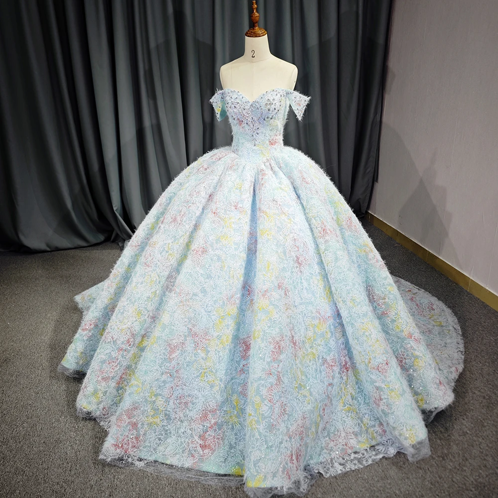 تخصيص رومانسية الأزرق Vestidos De 15 Quinceañera 2025 سباركلي الكرة ثوب الحلو 16 فستان حفلة عيد ميلاد ثوب مثير الأميرة فتاة