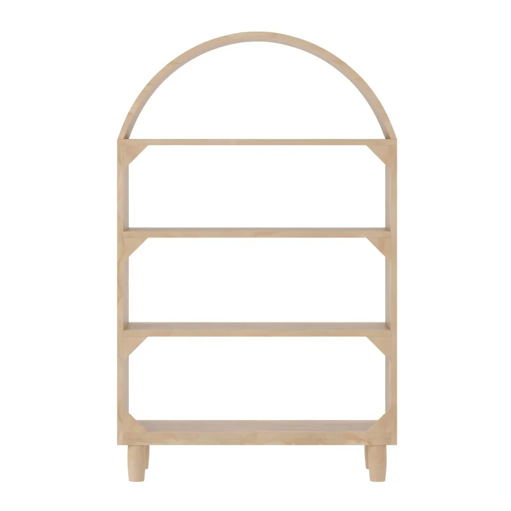 Kids Open-Style Engineered Wood Bookshelf with 4 Shelves and Covered Rounded Top