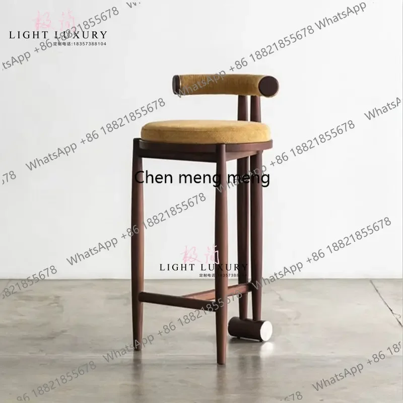 Discount Nordic solid wood designer metal bar chair high stool creative simple high chair hall front desk bar stool