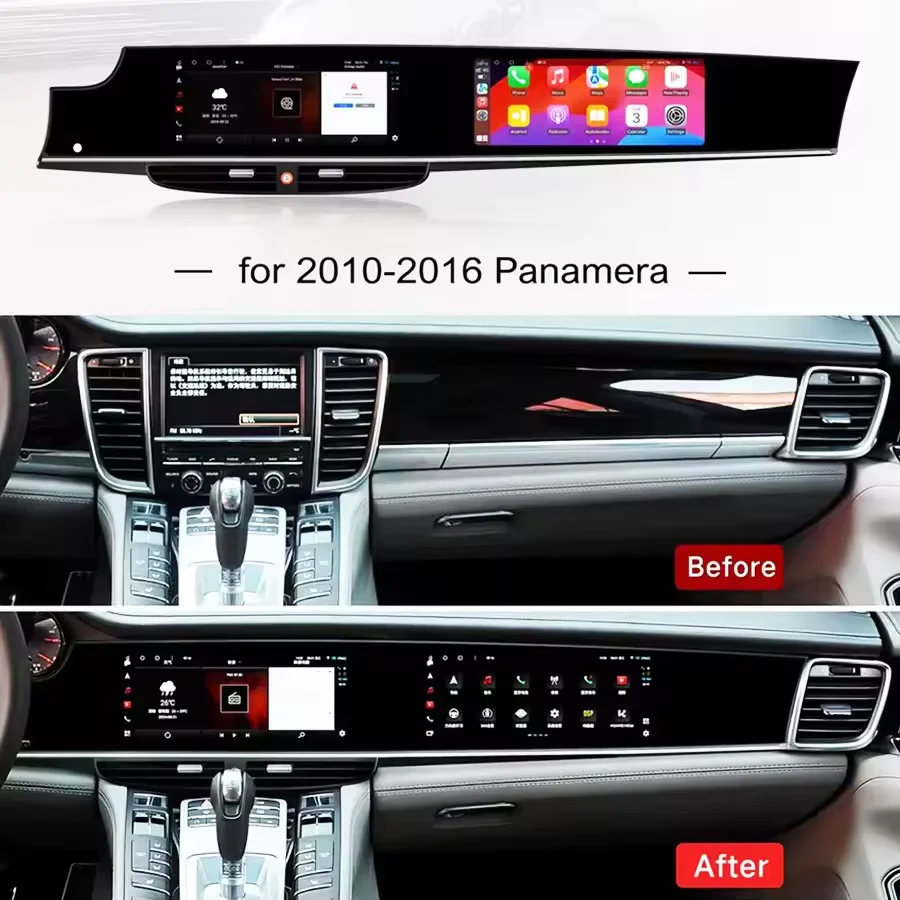LHD RHD Carplay For Porsche Panamera 970 Upgraded Interactive Dual Screen 12.3 Inch + 11.4 Inch Android Multimedia Video Player