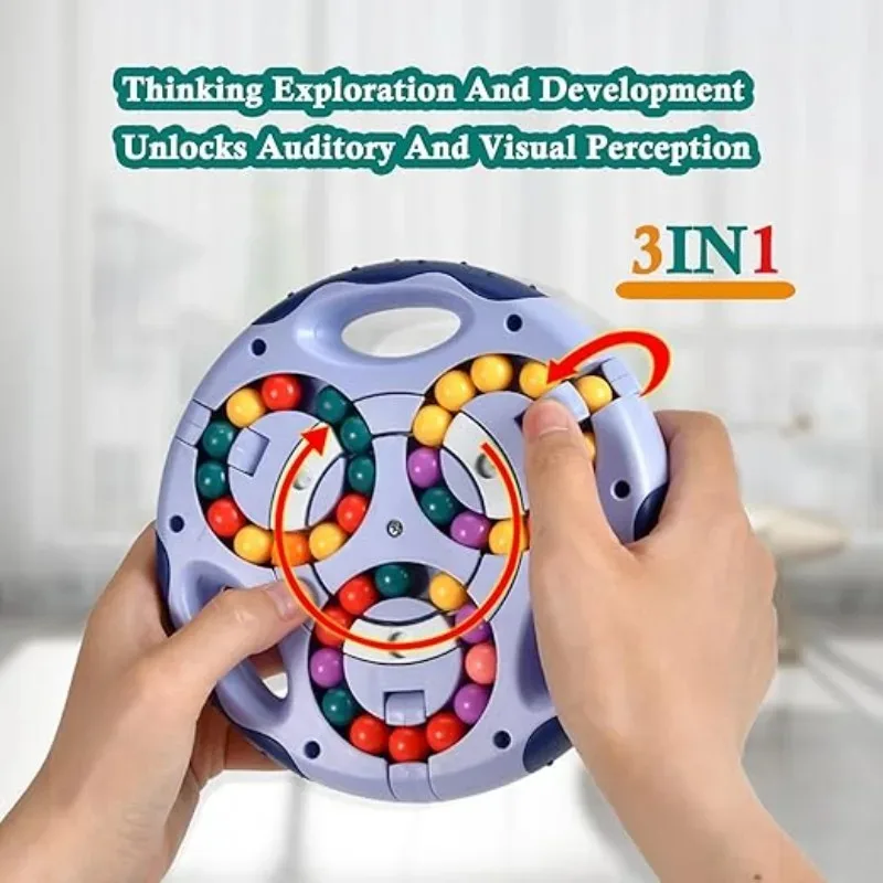 3In1 Bambini Rotanti Fagioli Magici Punta Delle Dita Cubo Giocattoli Per Bambini Spin Bead Puzzle Gioco di Apprendimento Educativo Adulti Giocattolo Alleviare Lo Stress