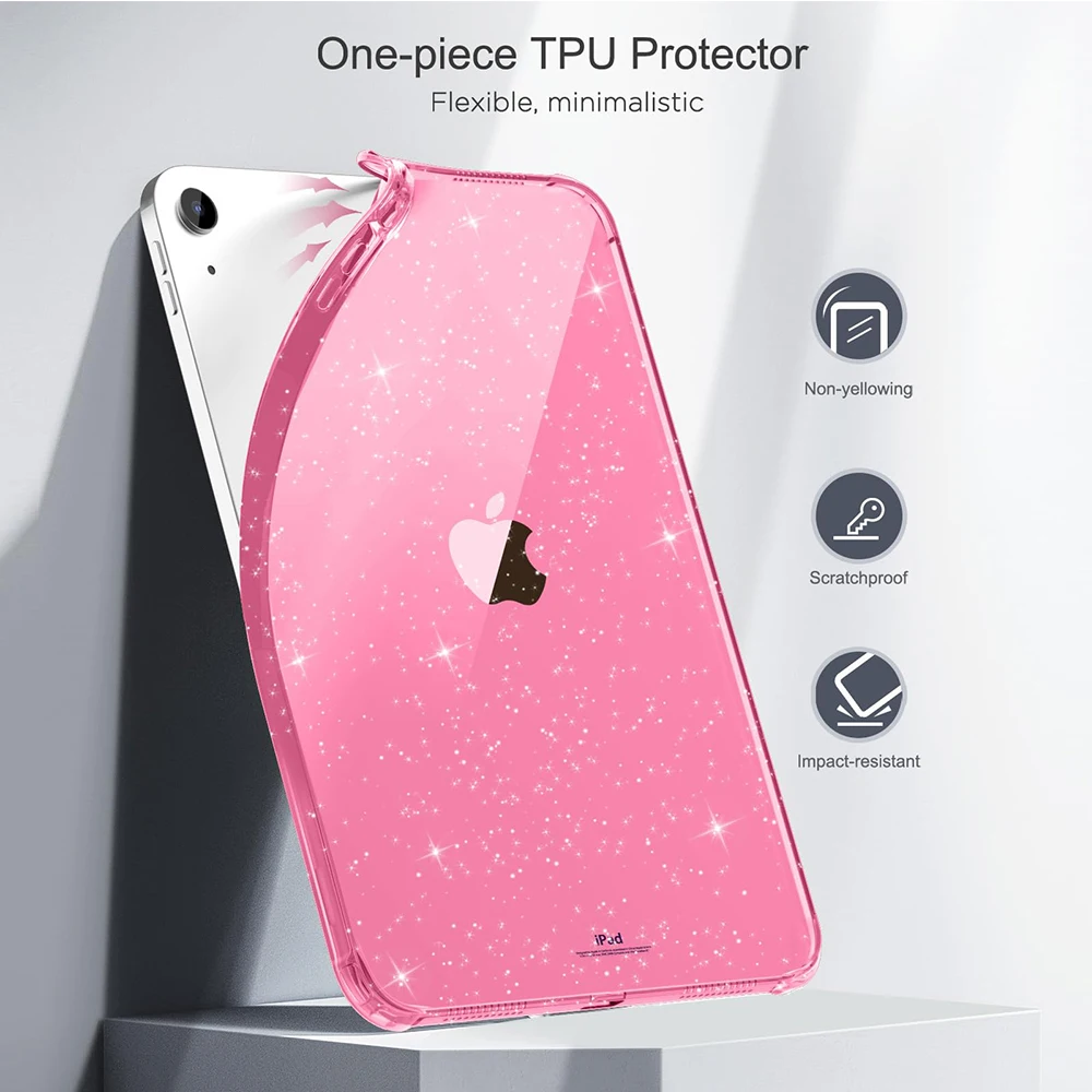 Glitter Case for iPad A16 11th Gen 2025 11'' / 10th Generation 2022 10.9 Inch Crystal Glittering Pink Powder Soft Silicone Cover