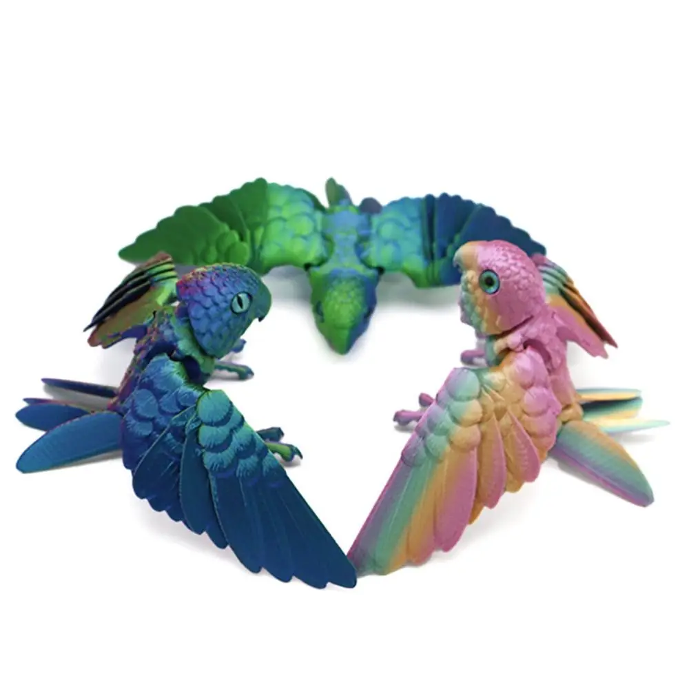 

Simulated Eye 3D Printed Parrot Model Sparkling Flexible Animal 3D Printed Parrot Animal Rotatable Poseable Joints