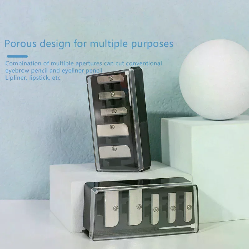 5 Holes Sharpener Multi-functional Pencil Sharpener With Lid For Eyeliner Lipliner Pencils
