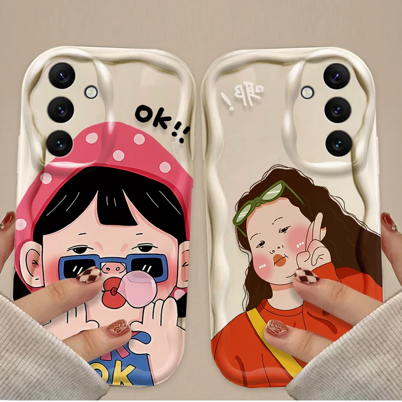Funny Boy Cute Girl Wave Soft Phone Case for Samsung Galaxy A16 A06 A55 A35 A25 A15 A05 A05S A54 A34 A24 A14 A73 A53 A33 A23