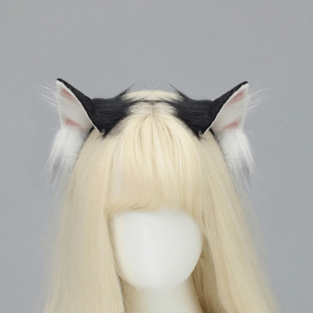 Lovely Simulation Animal Cat Ears Headband Party Props Cat Tail Ears Headband Headdress Cat Costume Accessories Halloween